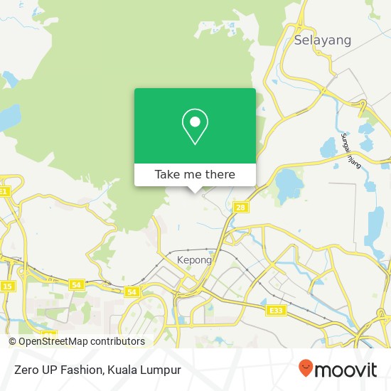 Peta Zero UP Fashion, Jalan E 3 / 6 52100 Kepong Selangor
