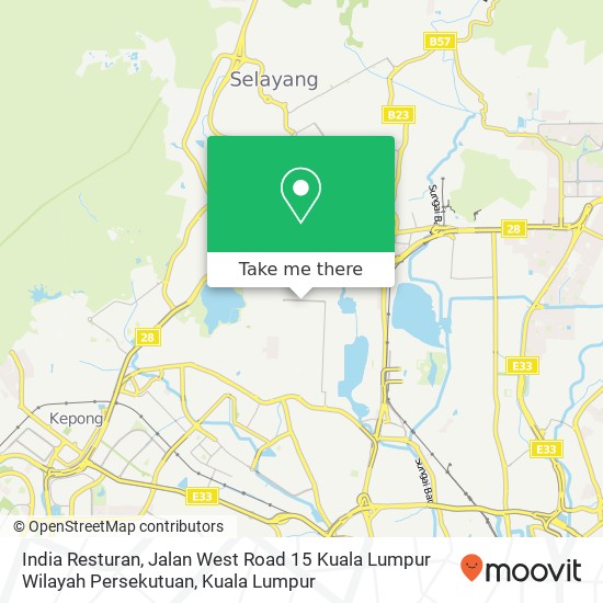 Peta India Resturan, Jalan West Road 15 Kuala Lumpur Wilayah Persekutuan