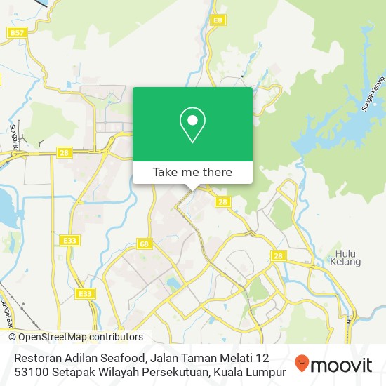 Peta Restoran Adilan Seafood, Jalan Taman Melati 12 53100 Setapak Wilayah Persekutuan