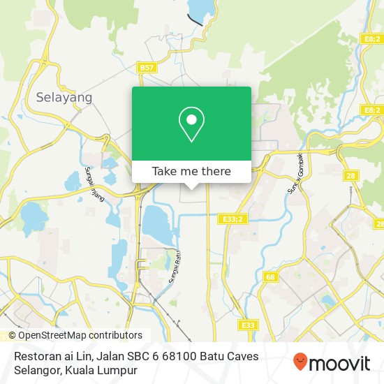 Peta Restoran ai Lin, Jalan SBC 6 68100 Batu Caves Selangor