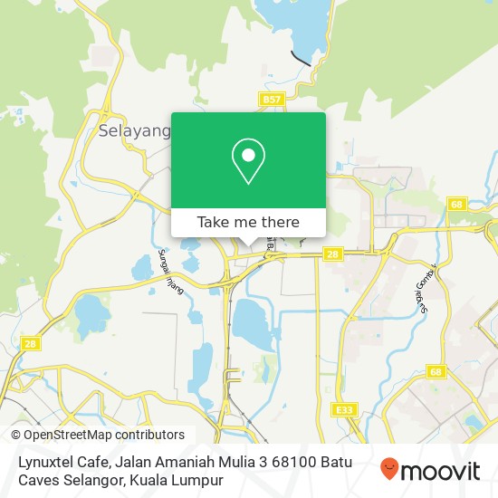 Peta Lynuxtel Cafe, Jalan Amaniah Mulia 3 68100 Batu Caves Selangor