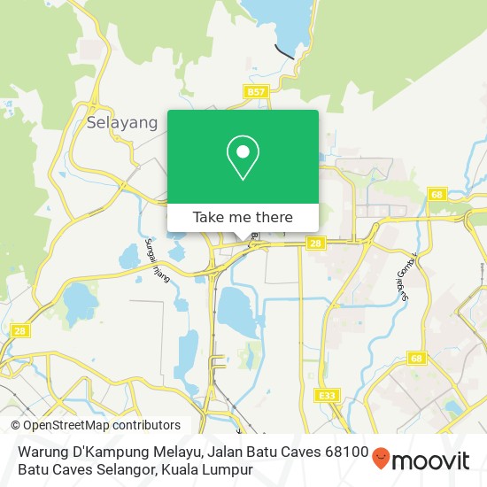 Peta Warung D'Kampung Melayu, Jalan Batu Caves 68100 Batu Caves Selangor