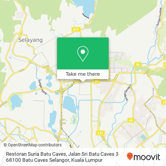 Peta Restoran Suria Batu Caves, Jalan Sri Batu Caves 3 68100 Batu Caves Selangor