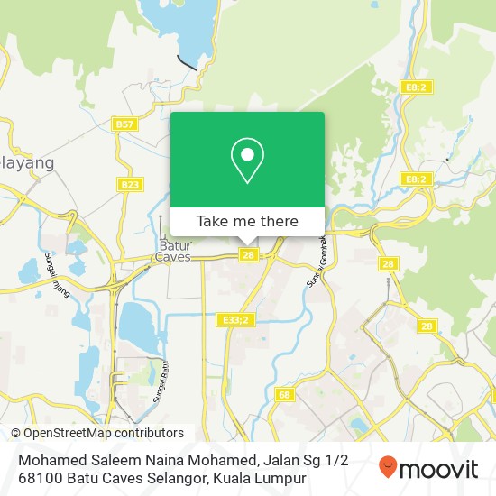 Peta Mohamed Saleem Naina Mohamed, Jalan Sg 1 / 2 68100 Batu Caves Selangor