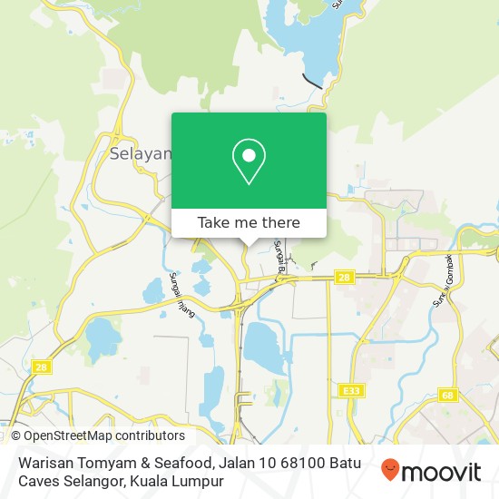 Peta Warisan Tomyam & Seafood, Jalan 10 68100 Batu Caves Selangor