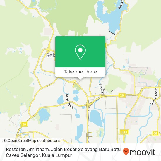 Peta Restoran Amirtham, Jalan Besar Selayang Baru Batu Caves Selangor