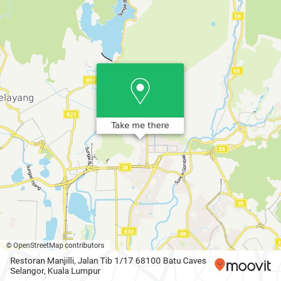 Peta Restoran Manjilli, Jalan Tib 1 / 17 68100 Batu Caves Selangor