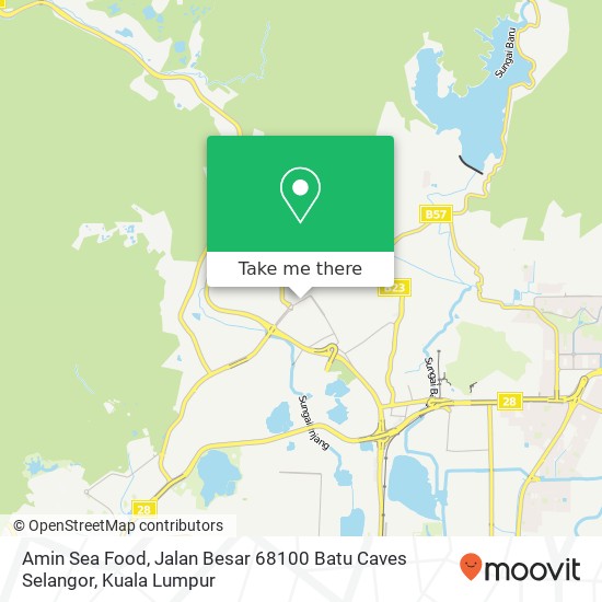 Peta Amin Sea Food, Jalan Besar 68100 Batu Caves Selangor