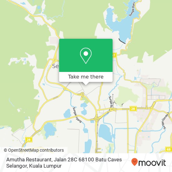 Amutha Restaurant, Jalan 28C 68100 Batu Caves Selangor map