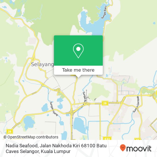Peta Nadia Seafood, Jalan Nakhoda Kiri 68100 Batu Caves Selangor