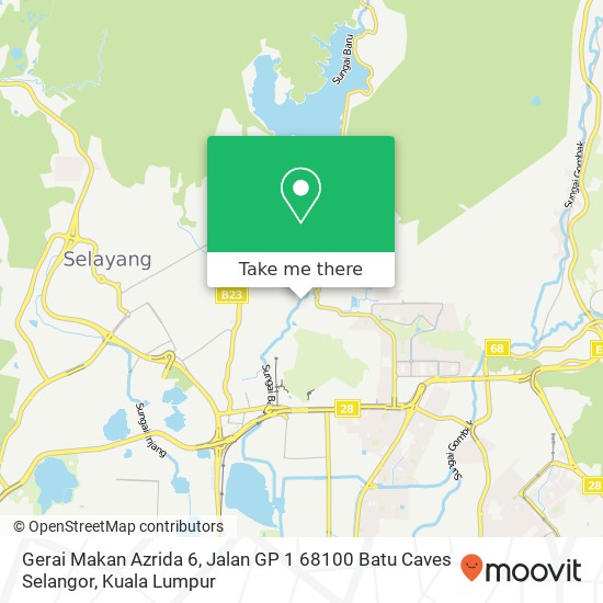 Peta Gerai Makan Azrida 6, Jalan GP 1 68100 Batu Caves Selangor