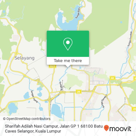 Peta Sharifah Adilah Nasi Campur, Jalan GP 1 68100 Batu Caves Selangor