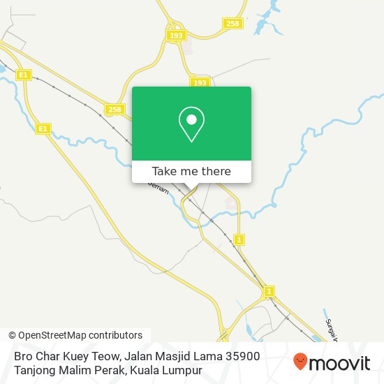 Peta Bro Char Kuey Teow, Jalan Masjid Lama 35900 Tanjong Malim Perak