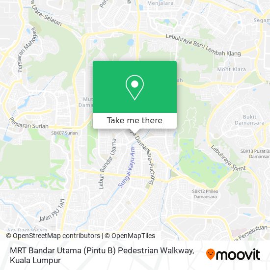 MRT Bandar Utama (Pintu B) Pedestrian Walkway map