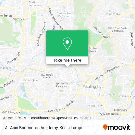 AirAsia Badminton Academy map