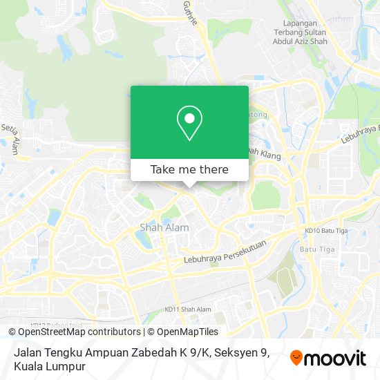 Peta Jalan Tengku Ampuan Zabedah K 9 / K, Seksyen 9