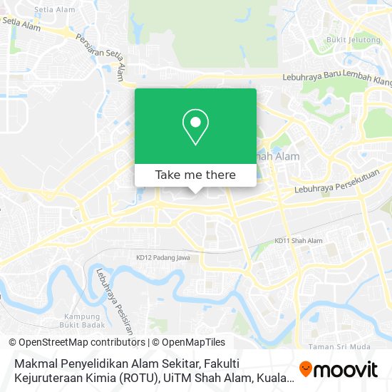 Peta Makmal Penyelidikan Alam Sekitar, Fakulti Kejuruteraan Kimia (ROTU), UiTM Shah Alam