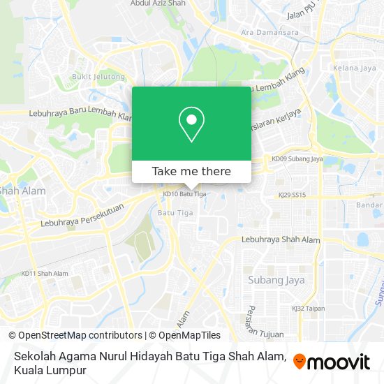 Sekolah Agama Nurul Hidayah Batu Tiga Shah Alam map