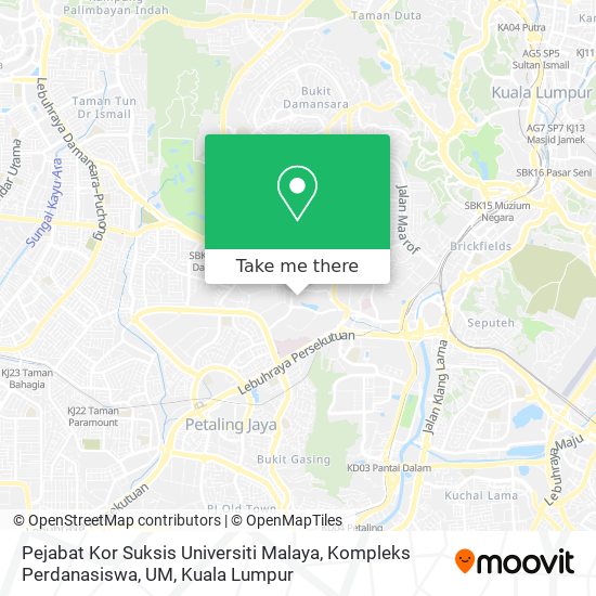 Pejabat Kor Suksis Universiti Malaya, Kompleks Perdanasiswa, UM map