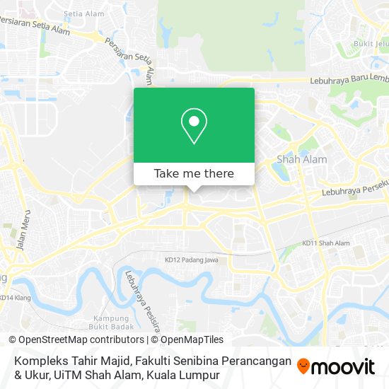 Kompleks Tahir Majid, Fakulti Senibina Perancangan & Ukur, UiTM Shah Alam map