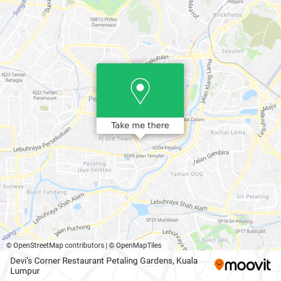 Devi’s Corner Restaurant Petaling Gardens map