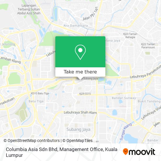 Columbia Asia Sdn Bhd, Management Office map