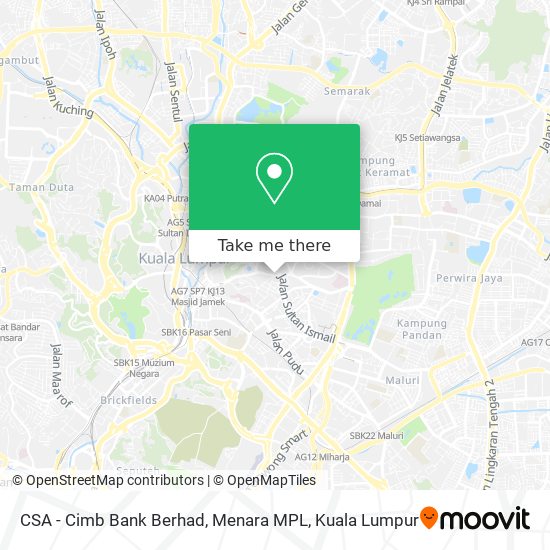 Peta CSA - Cimb Bank Berhad, Menara MPL