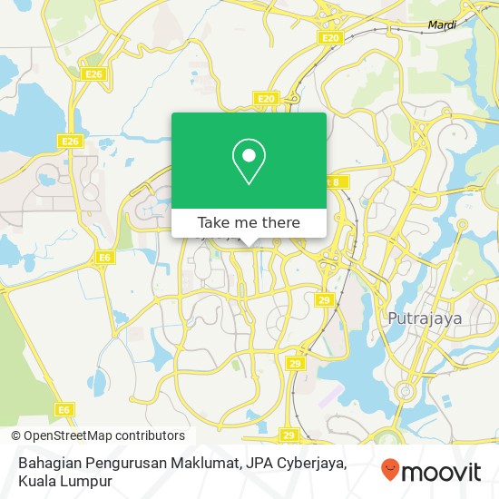 Bahagian Pengurusan Maklumat, JPA Cyberjaya map