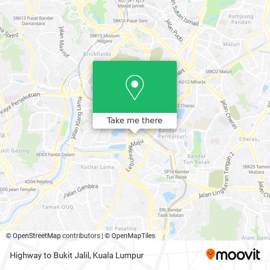 Highway to Bukit Jalil map