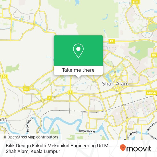 Bilik Design Fakulti Mekanikal Engineering UiTM Shah Alam map