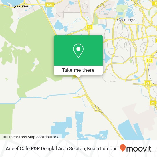 Arieef Cafe R&R Dengkil Arah Selatan map