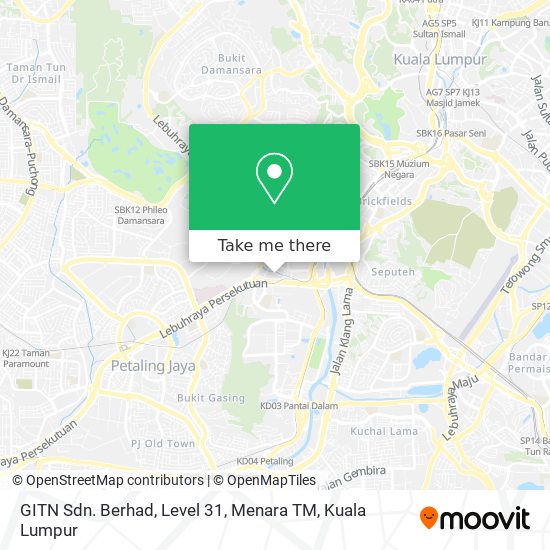 GITN Sdn. Berhad, Level 31, Menara TM map