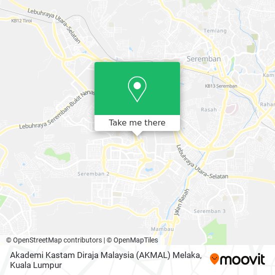 Peta Akademi Kastam Diraja Malaysia (AKMAL) Melaka