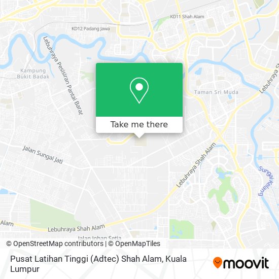 Peta Pusat Latihan Tinggi (Adtec) Shah Alam