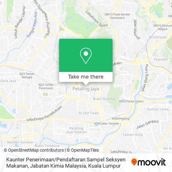 Peta Kaunter Penerimaan / Pendaftaran Sampel Seksyen Makanan, Jabatan Kimia Malaysia