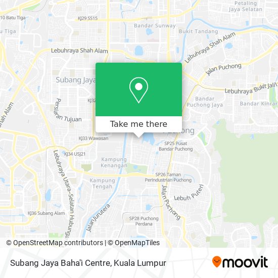 Peta Subang Jaya Baha'ì Centre