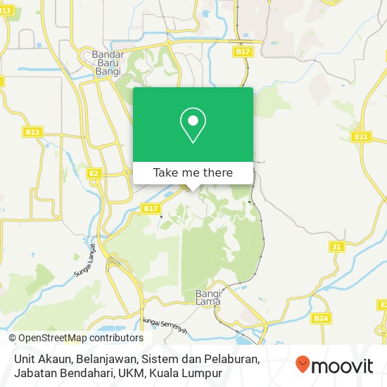 Unit Akaun, Belanjawan, Sistem dan Pelaburan, Jabatan Bendahari, UKM map