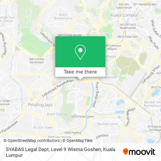 SYABAS Legal Dept, Level 9 Wisma Goshen map