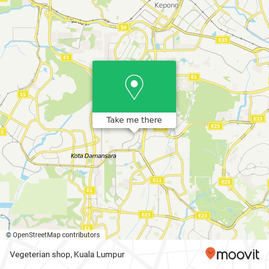 Vegeterian shop map