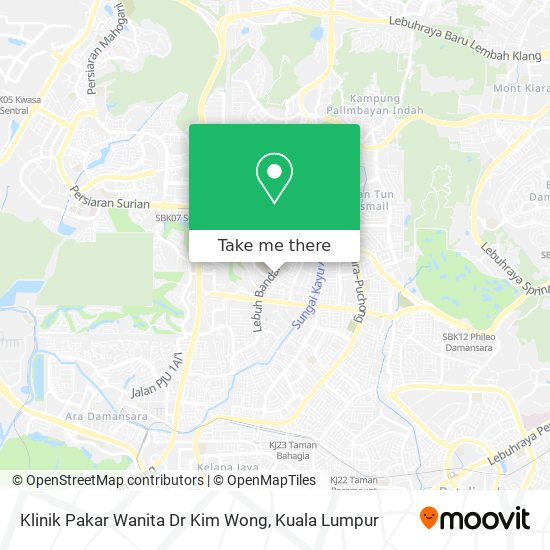 Peta Klinik Pakar Wanita Dr Kim Wong