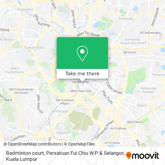 Badminton court, Persatuan Fui Chiu W.P & Selangor map
