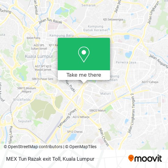 MEX Tun Razak exit Toll map