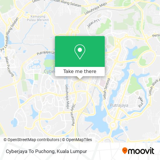 Cyberjaya To Puchong map