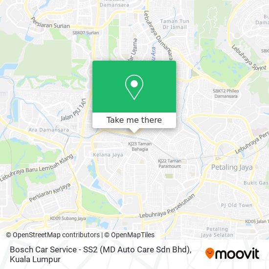 Peta Bosch Car Service - SS2 (MD Auto Care Sdn Bhd)