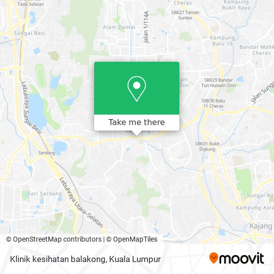 Klinik kesihatan balakong map