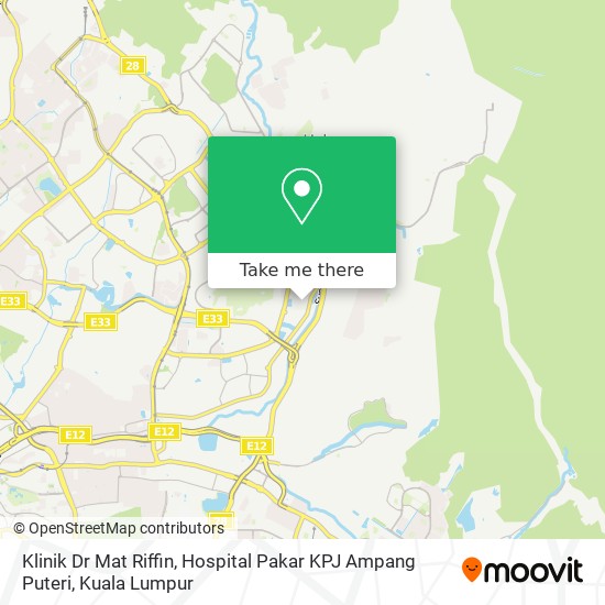 Peta Klinik Dr Mat Riffin, Hospital Pakar KPJ Ampang Puteri