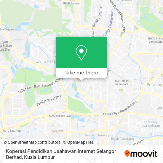 Peta Koperasi Pendidikan Usahawan Internet Selangor Berhad