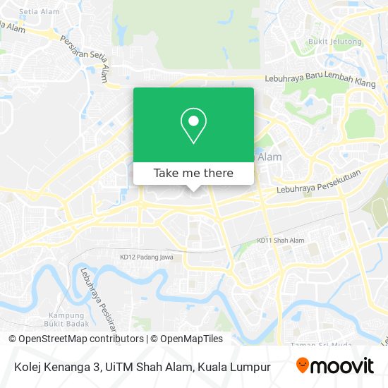 Peta Kolej Kenanga 3, UiTM Shah Alam