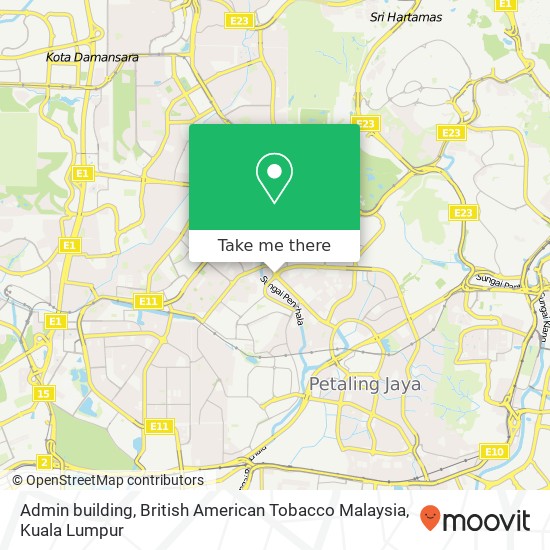 Admin building, British American Tobacco Malaysia map