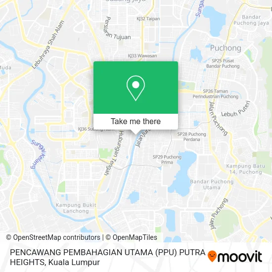 PENCAWANG PEMBAHAGIAN UTAMA (PPU) PUTRA HEIGHTS map